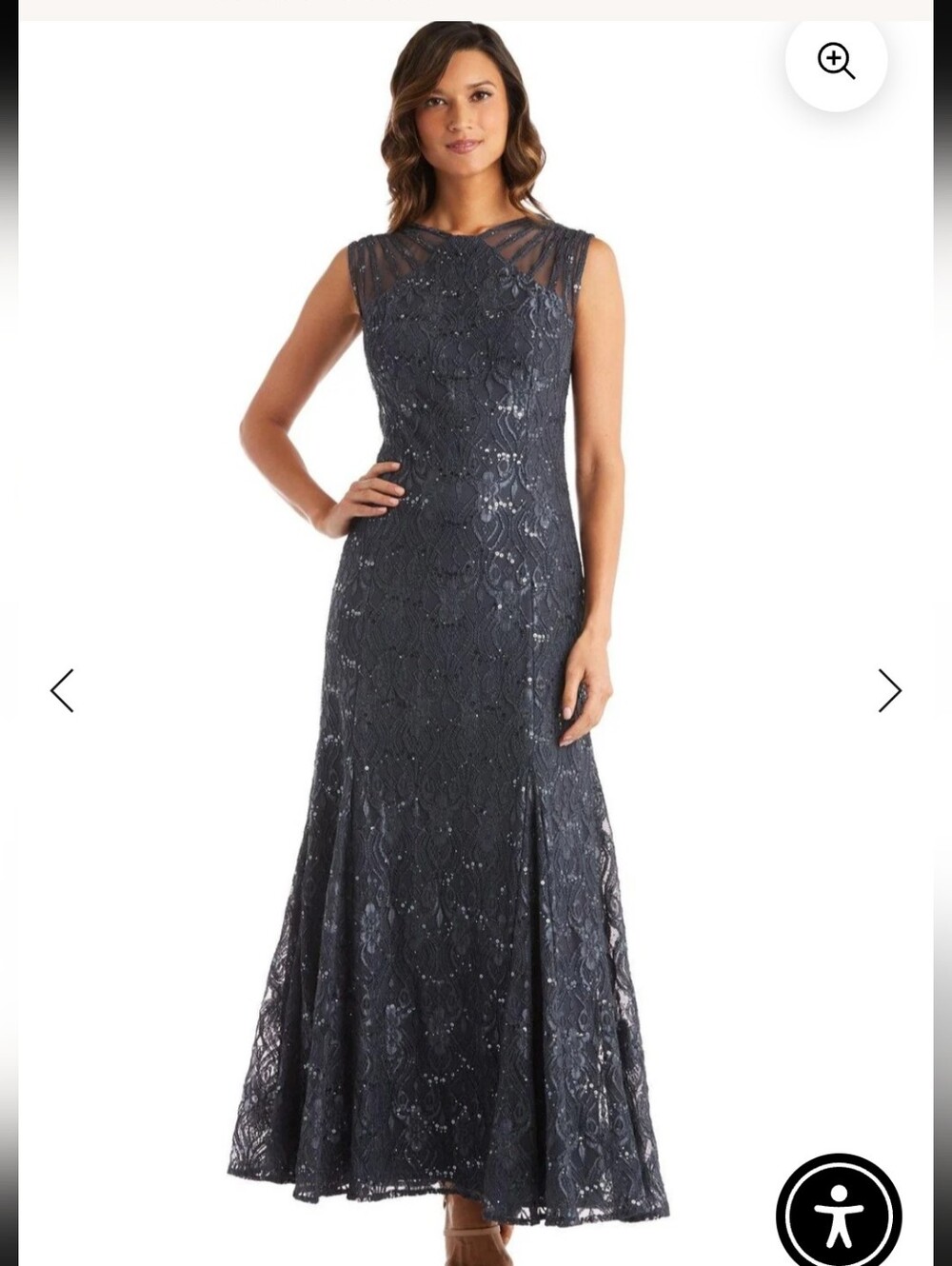 R&M Richards Size 22W Blue Lace Sequin Maxi Dress Formal Evening $99 Party